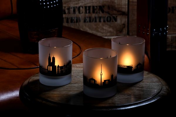 Glas Timo 25 cl als Windlicht satiniert, Stimmung