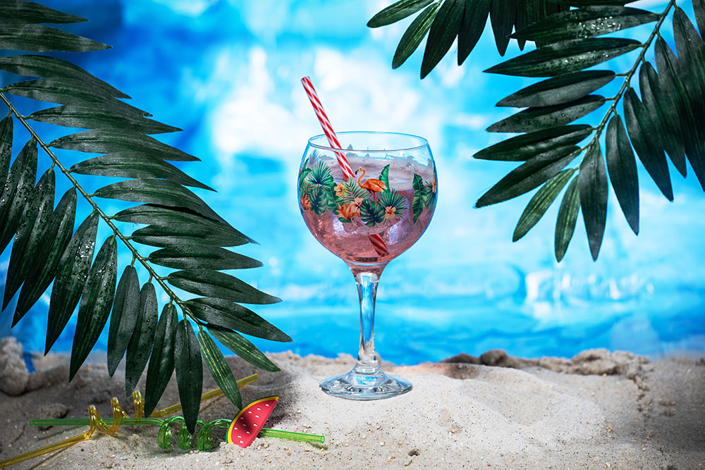 Cubata bedruckt mit Flamingo Design am Strand