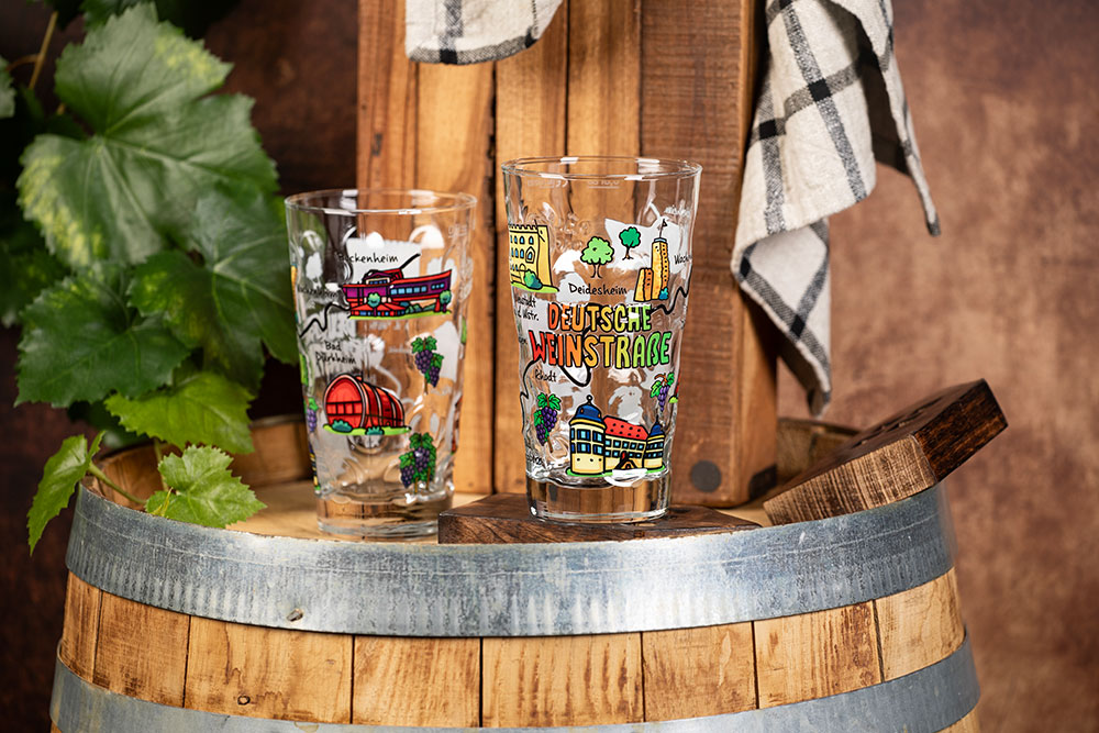 Dubbeglas mir Motiv "Deutsche Weinstraße"