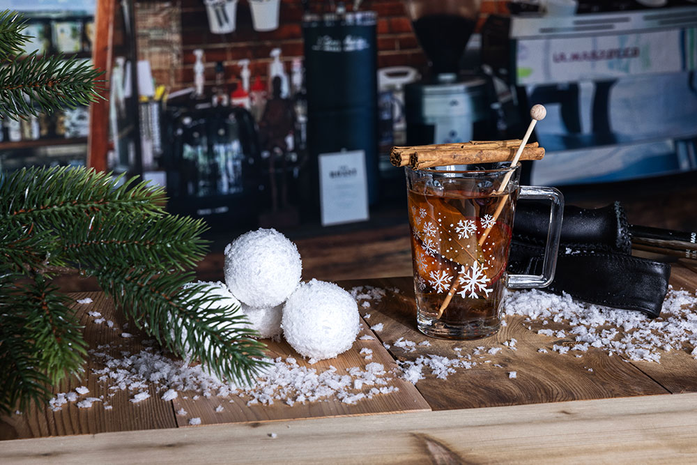 Dubbeglastässel mit Dekor Schneeflocken