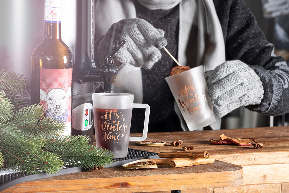 Dubbeglastässel mit Dekor It`s Winter Time