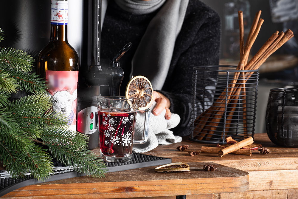 Dubbeglastässel mit Dekor Schneeflocken